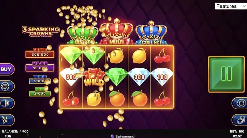 3 Sparking Crowns výhra Wild